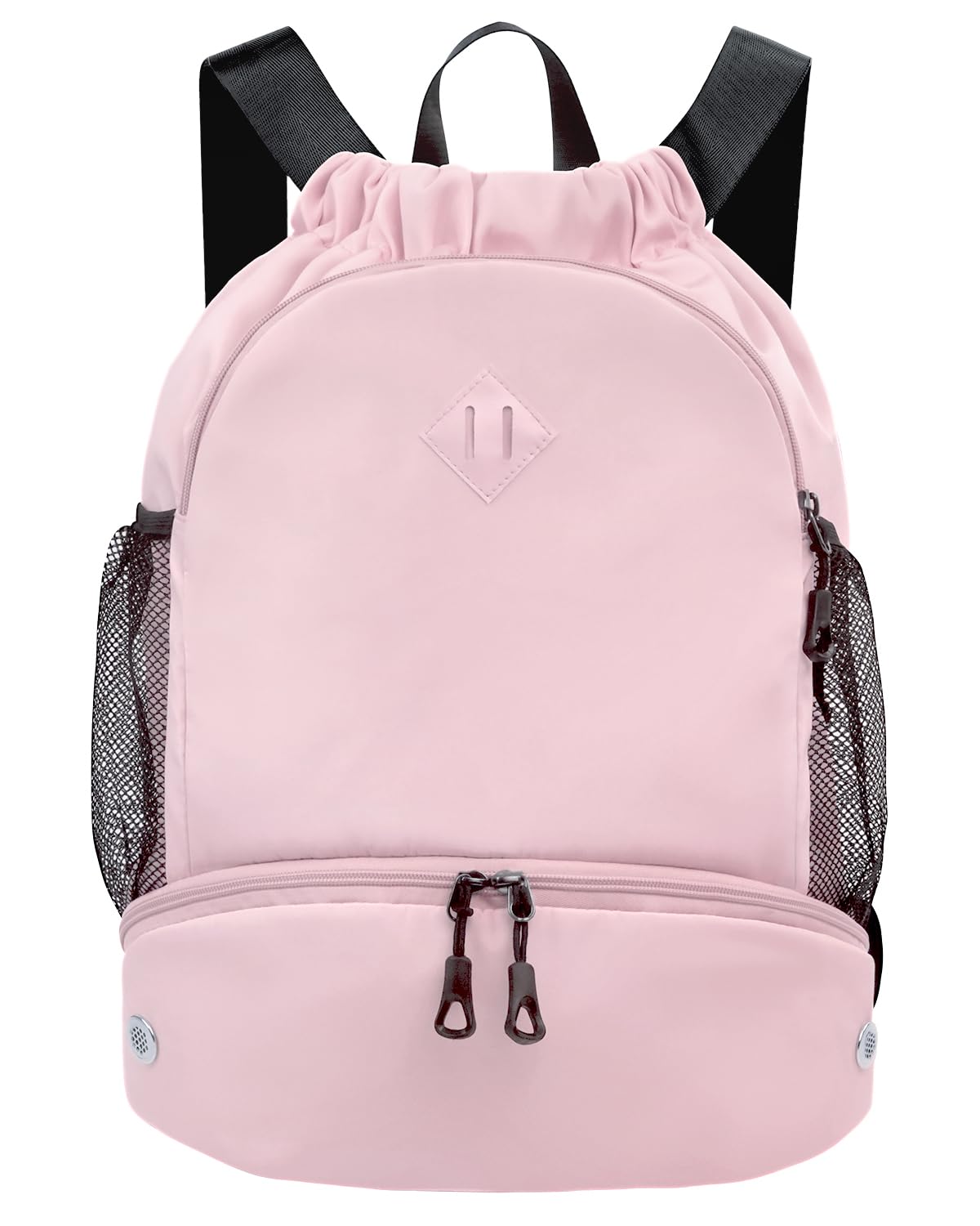 RHDZO Drawstring Backpack Gym Backpack with Shoe Compartment for Men Women String Sports Bag with Wet Pocket Cinch Swim Beach Bag, Large Pink
