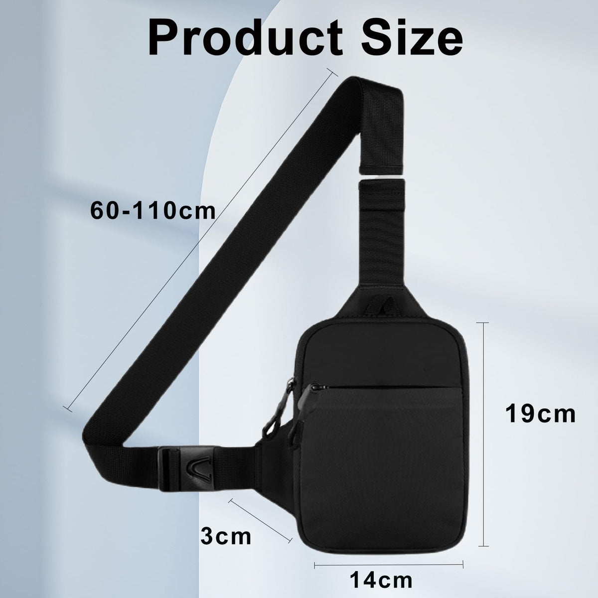 flintronic Sling Bag, Waterproof Chest Bag for Men and Women, Mini Breathable Crossbody Shoulder Bag with Zipper, Lightweight Shoulder Backpack for Travel Hiking Cycling Camping Outdoor Sports