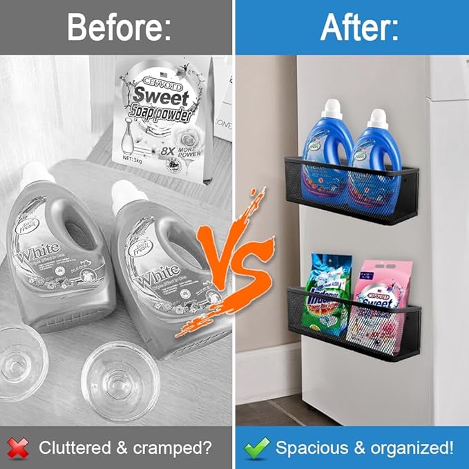Picowe Magnetic Laundry Organizer, Large Magnet Basket for Laundry Room,16.5lb Capacity Magnetic Shelf for Washer /Dryer, Fridge & Small Spaces ( B, White)