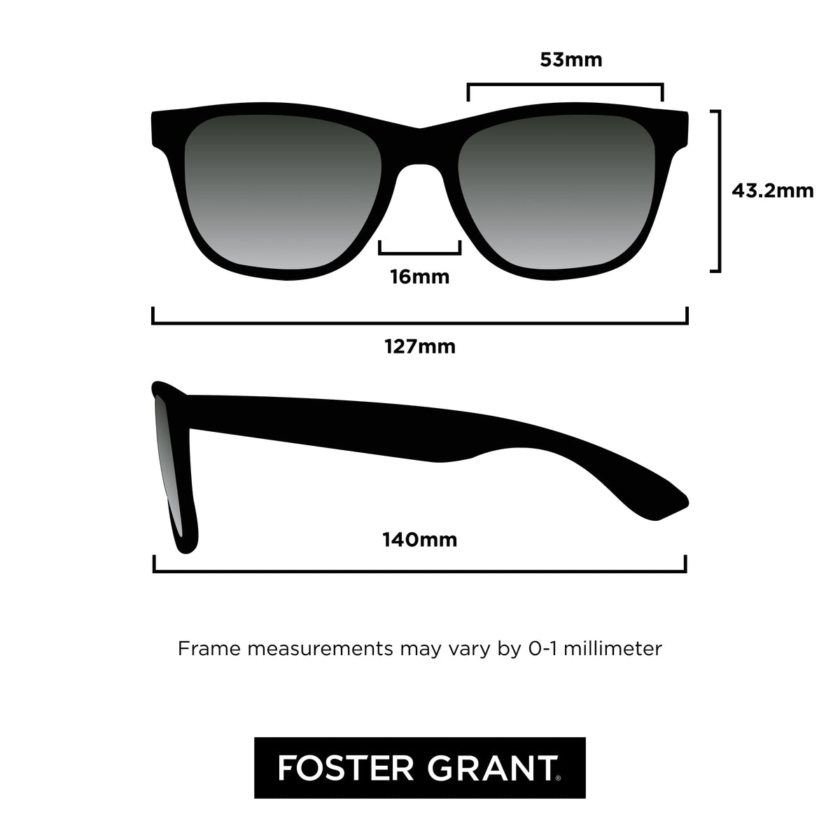 Foster Grant Mens Ramble Sunglasses Sunglasses Black Frame Grey Lenses Way Shape, Black/Smoke, 52 mm US