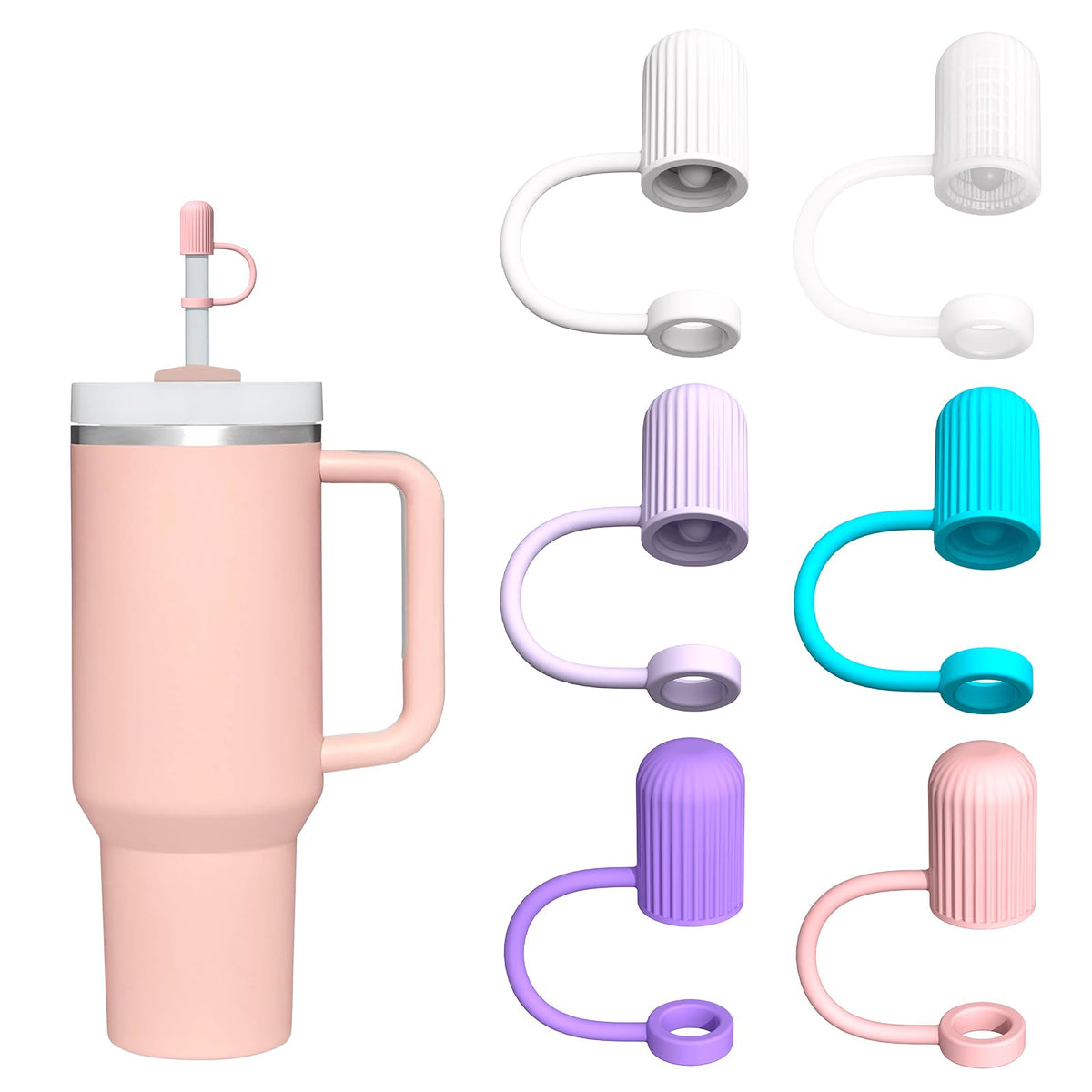 Adjustable Straw Cover Cap for Stanley, and Compatible with Simple Modern|Yeti|Hydro Flask|Reduce|Owala|Beast|Hydrapeak Tumbler Straw, All Brand of 6-12mm Straw, Straw Stopper Topper Accessories