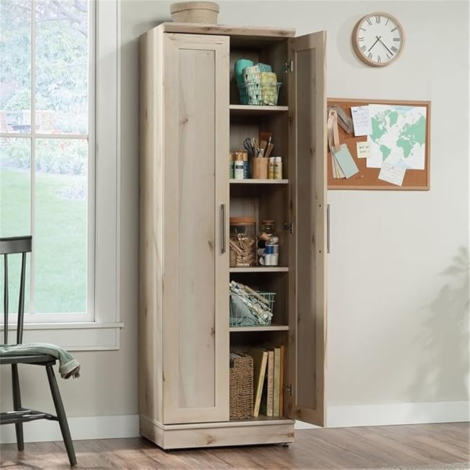 Sauder HomePlus Two Door Storage Cabinet/Pantry Cabinet, Pacific Maple Finish | Two Door, Finish