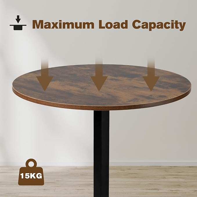 Round Dining Pub Table,Round Bistro Bar Table,23.8 Inch Top,41 Inch Height,Cross Base Suitable for Small Space for Bar and Café, Rustic Brown