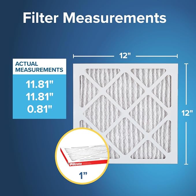 Filtrete 12x12x1 AC Furnace Air Filter, MERV 11, MPR 1000, Micro Allergen
