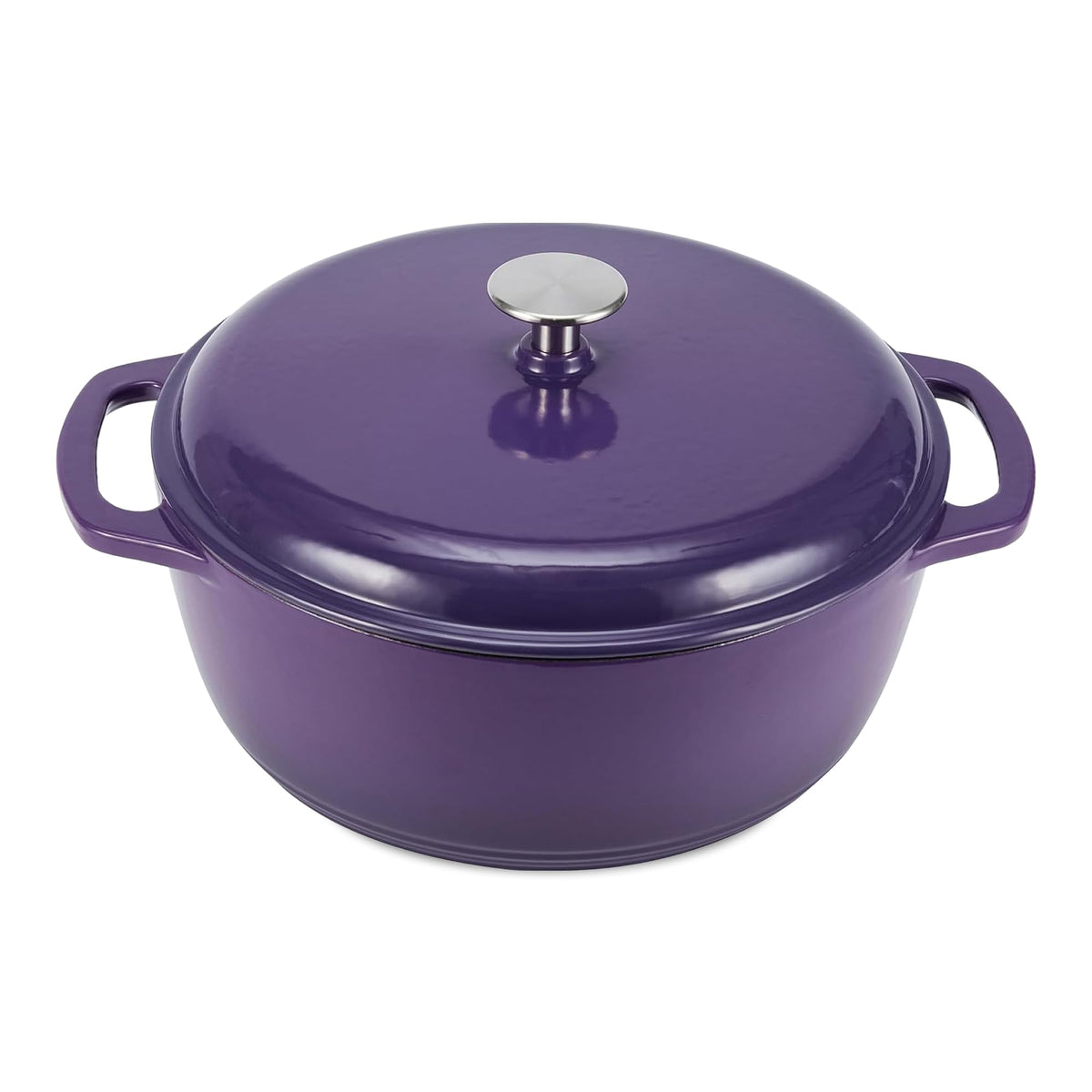 Enameled Cast Iron Dutch Oven Pot with Lid, Round, Dual Handles, Heavy-Duty, Oven Safe for Stews, Roasting, Baking, 6-Quart, Red