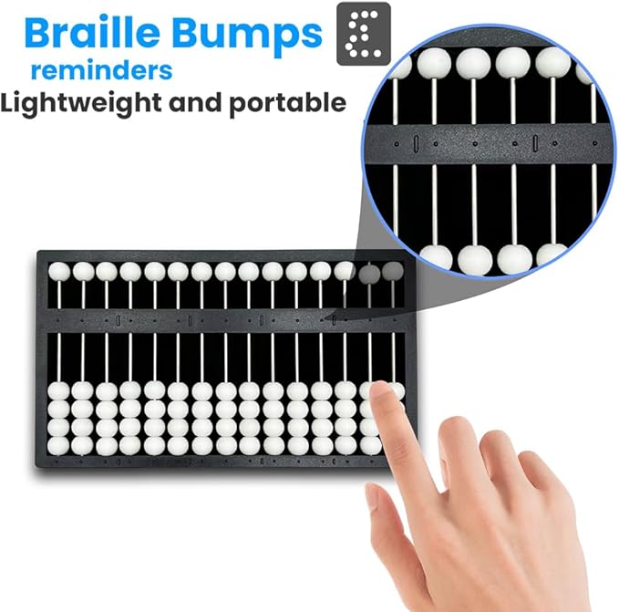 The Blind Abacus - Professional 15-Row Braille Learning Tool with Tactile Signs, ABS Material - Ideal for Math Concept Learning (14+ Years Old and Above to use)