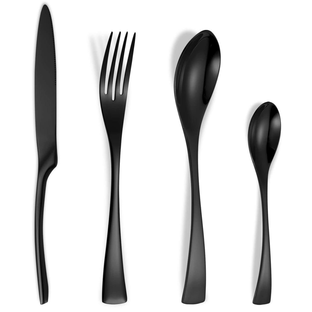 Lemeya 24 Pieces Rose gold Silverware Set for 6,Heavy Duty 18/10 Stainless Steel Flatware Set with Forged Stand Knife,Modern Cutlery Utensil Set,Mirror Polished,Dishwasher Safe
