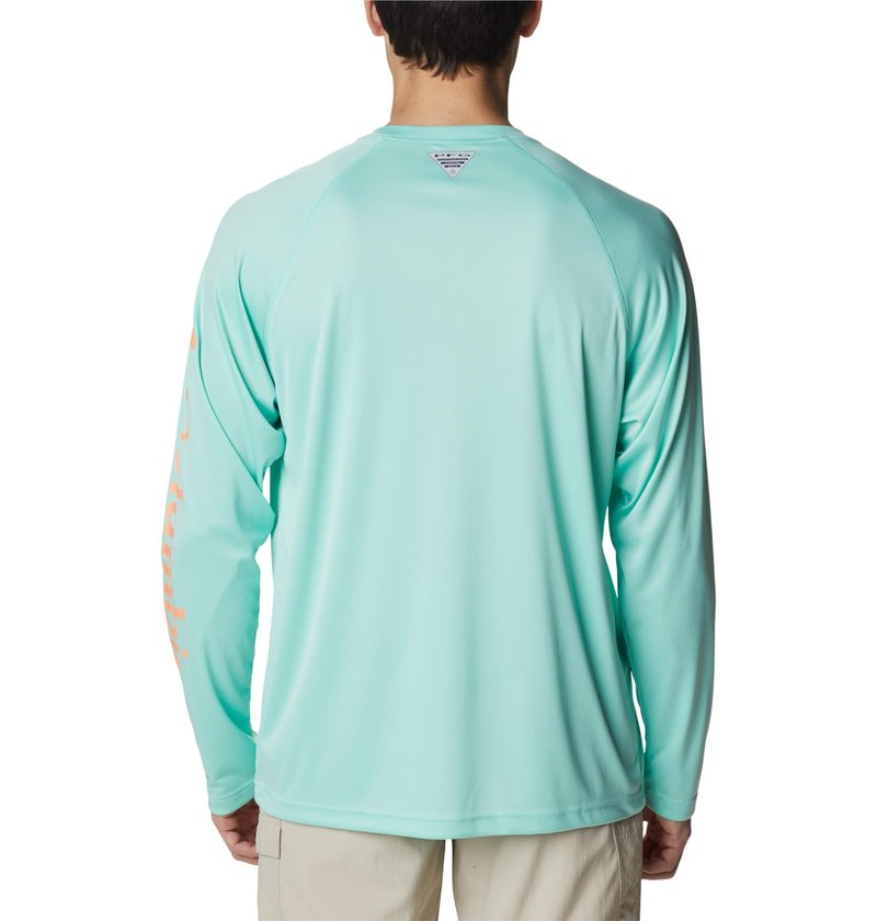 Columbia Men's Terminal Tackle Long Sleeve Shirt, Mint Cay/Bright Nectar Logo, 3X Big