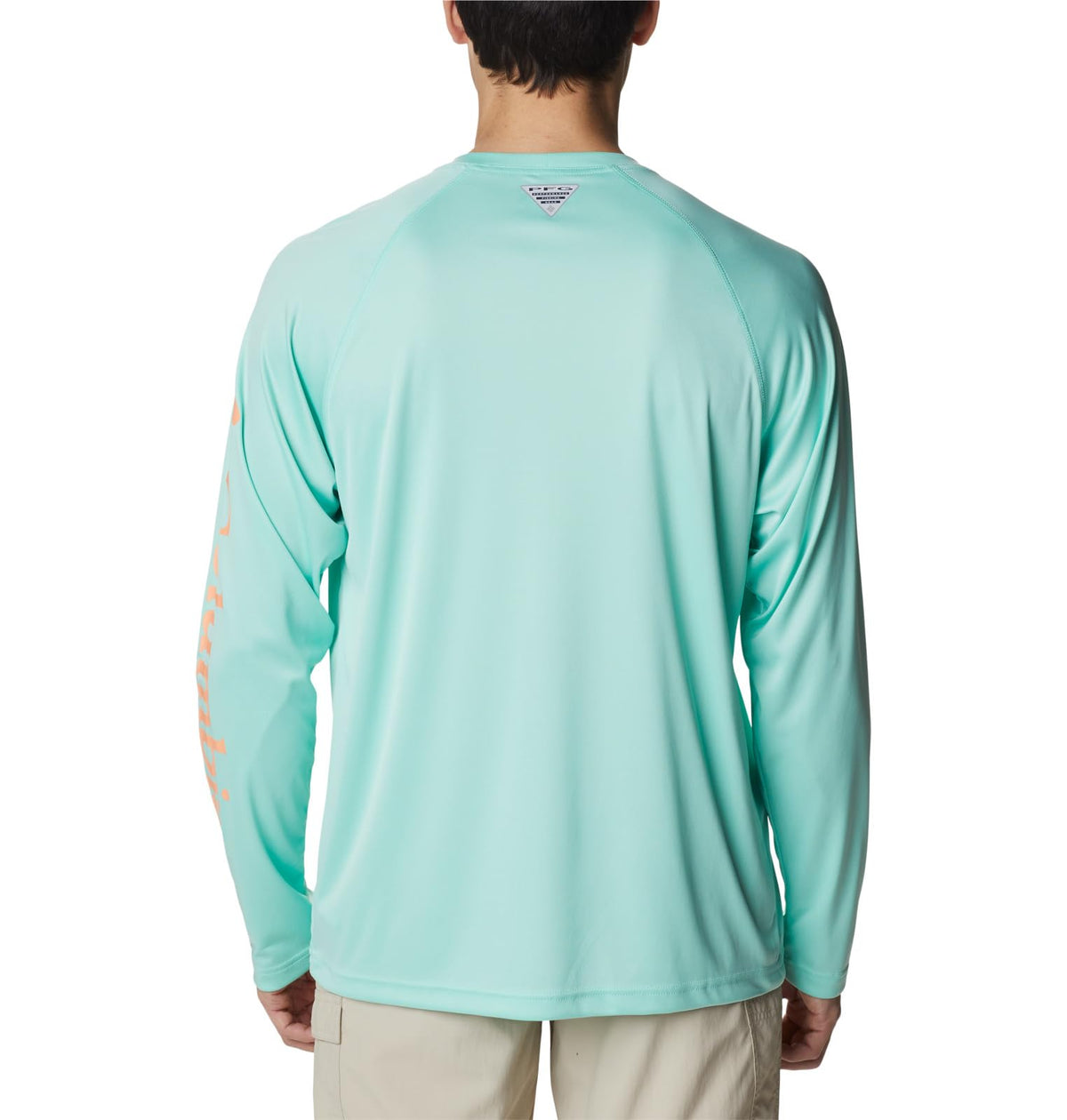 Columbia Men's Terminal Tackle Long Sleeve Shirt, Mint Cay/Bright Nectar Logo, 5X Tall