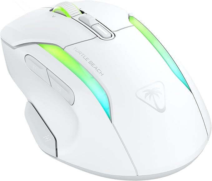 Turtle Beach Kone II Air Wireless RGB Gaming Mouse, 350-Hr Rechargeable Battery, 26000 DPI Optical Sensor, 100M Click Optical Switches, 21 Customizable Inputs, Ergonomic, 4D Scroll Wheel– Arctic White