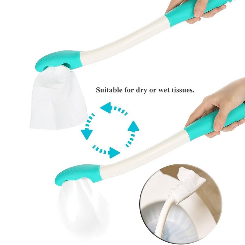 VBQFDPH Long Handle Bottom Wiper, Toilet Aids Tool, Extends Reach Over 15 Inches, Grips Toilet Paper or Wipes