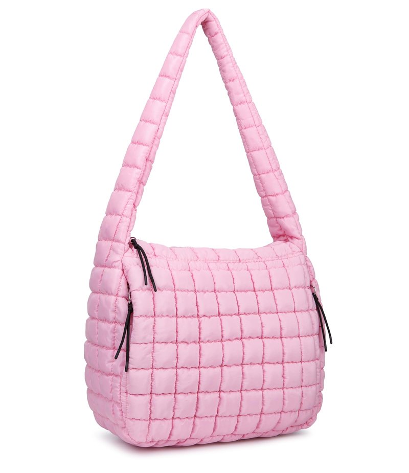 Quilted Puffer Tote Bag for Women Large Puffy Carryall Crossbody Shoulder Purse, Lightweight Travel Nylon Hobo Bag
