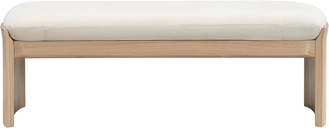 Christopher Knight Home Paxton Fabric Upholstered Ottoman Bench, Rectangular Foot Stools Ottoman, Entryway Wood Ottoman Footrest, Bedroom End of Bed Footstool,Living Room Sofa Extra Seat,Beige+Natural