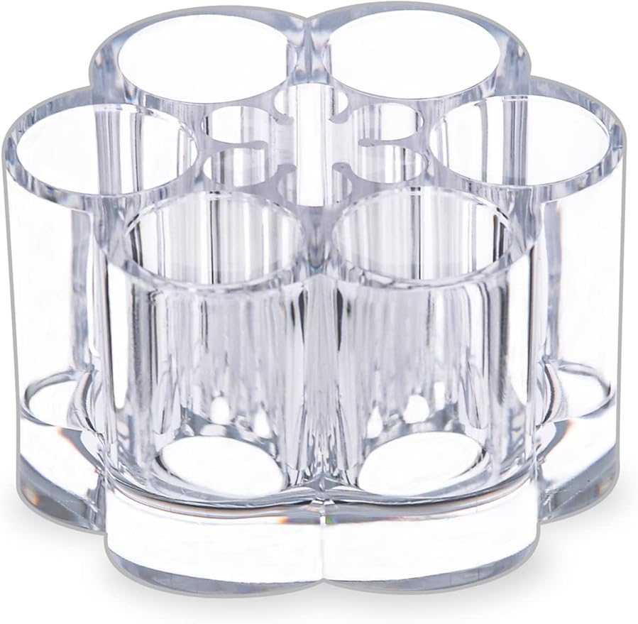 Acrylic Lipstick Holder,Small Flower Clear Compact Chapstick Lip Gloss Liner Nail Brush Organizer with 12 Slots