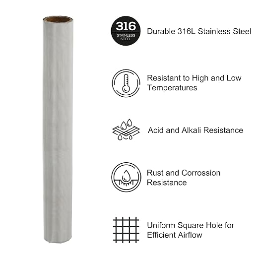 PATIKIL 40" L x 10" W Woven Wire Mesh, 400 Mesh 316L Stainless Steel Air Vent