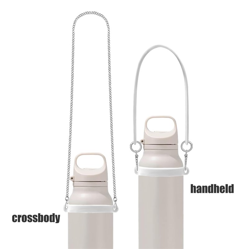 FEVER SEVEN XDSW Universal Water Bottle Carry Strap with Chain - 3-in-1 Silicone Sling, Handle & Holder for 8-40oz Stanley Cup Accessories, Yeti, Owala Tumblers - Hands-Free Cross-Body Design (Water)