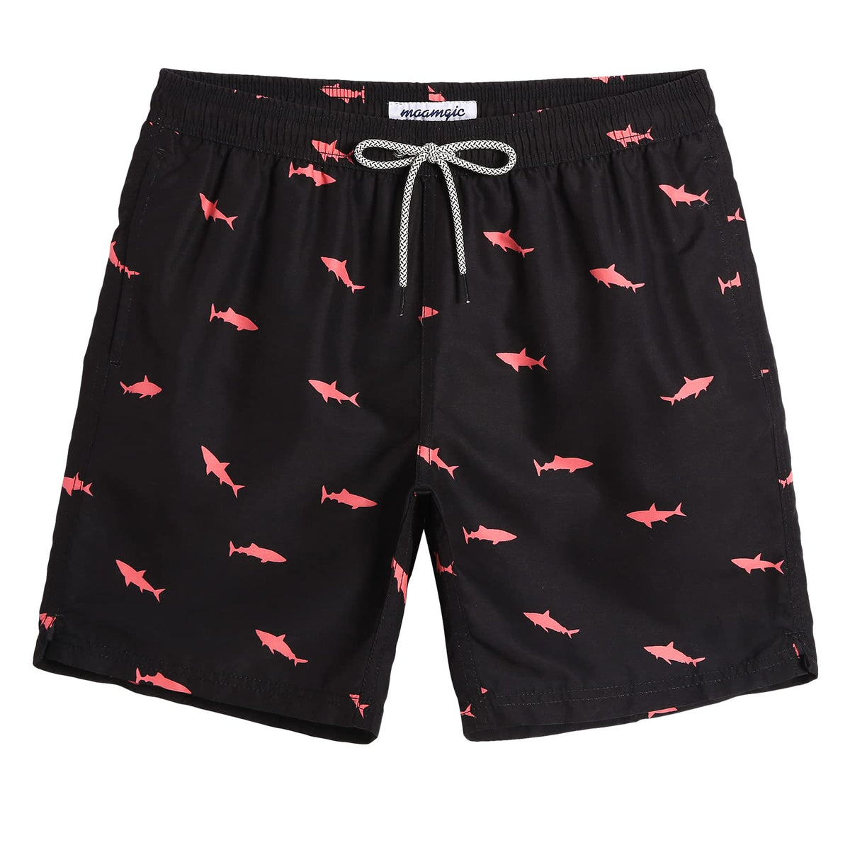 maamgic Mens Swim Trunks Quick Dry Swim Shorts with Mesh Lining Funny Swimwear Bathing Suits 7inch Black Shark X-Large