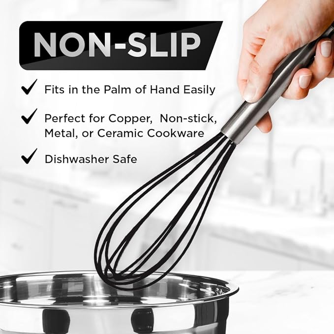 Silicone Whisk Set of 3 - Cooking Non-Scratch
