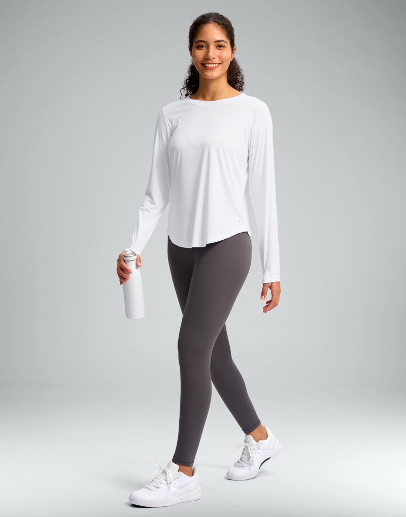 Soothfeel Women's UPF 50+ Sun Shirts Long Sleeve SPF UV Protection Rash Guard Lightweight Quick Dry Hiking Workout Tops whiteL