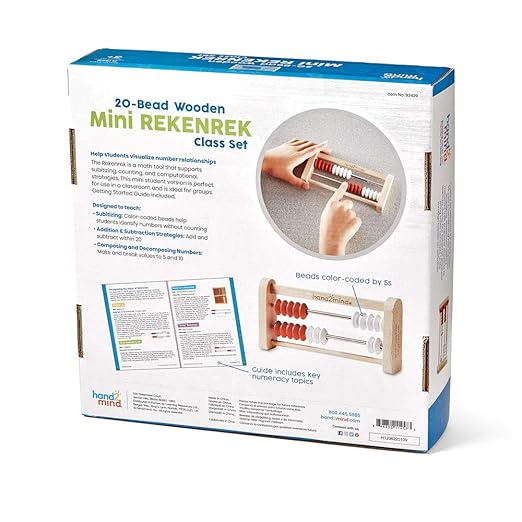 hand2mind Mini 20-Bead Wooden Rekenrek Class Set, Number Rack for Kids, Abacus for Kids, Counting Beads, Math Counters, Educational Toys for Elementary, Math Manipulatives (Set of 25)