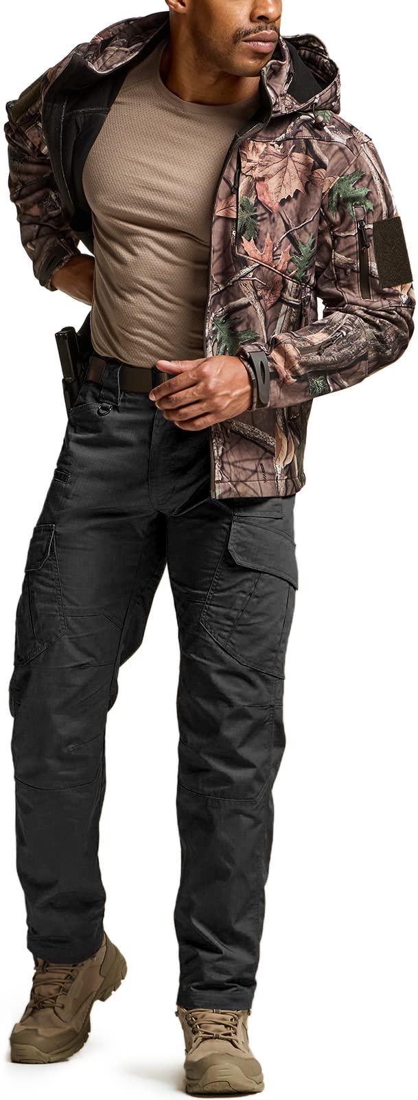 CQR Men's Tactical Pants, Water Resistant Ripstop Cargo Pants, Lightweight EDC Work Hiking Pants, Outdoor Apparel, Duratex Mag Pocket Black, 38W x 32L