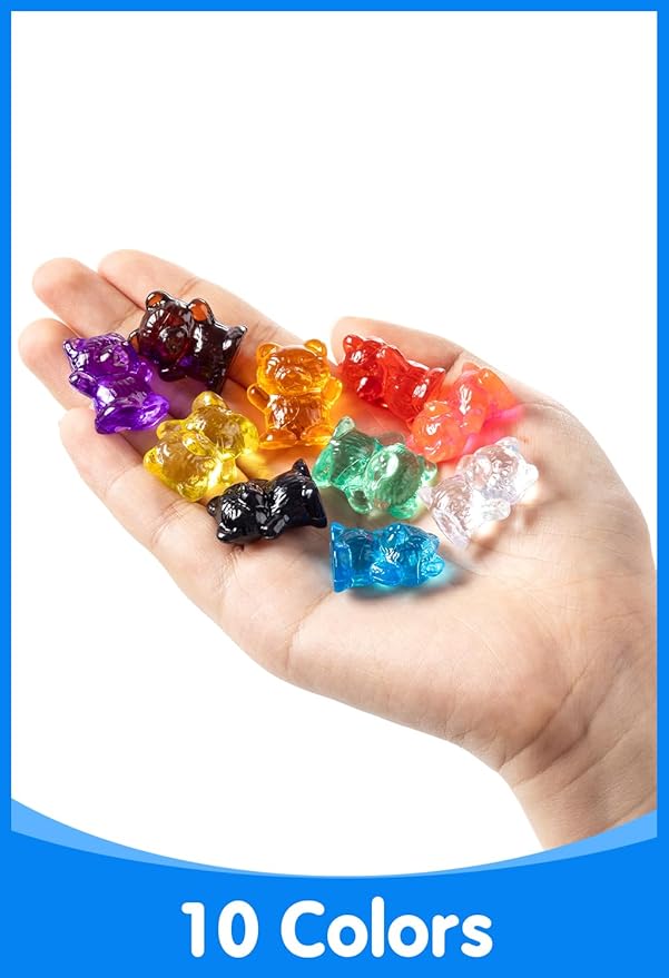 100 Pcs Translucent Counting Bears - 10 Colors - Kindergarten Classroom & Light Table Manipulatives, Counting & Color Sorting Toys for Toddler