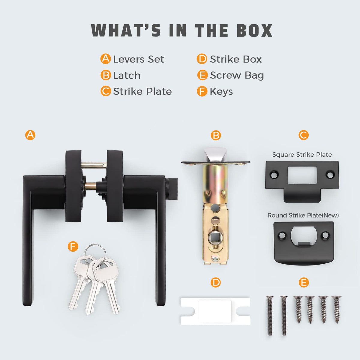 KNOBWELL Exterior Door Handle Heavy Duty Keyed Entry Door Lever Set(Not Keyed Alike) Entrance Handleset, Matte Black Finish, Left or Right Handing Door Handle 2.13 lb One Lever