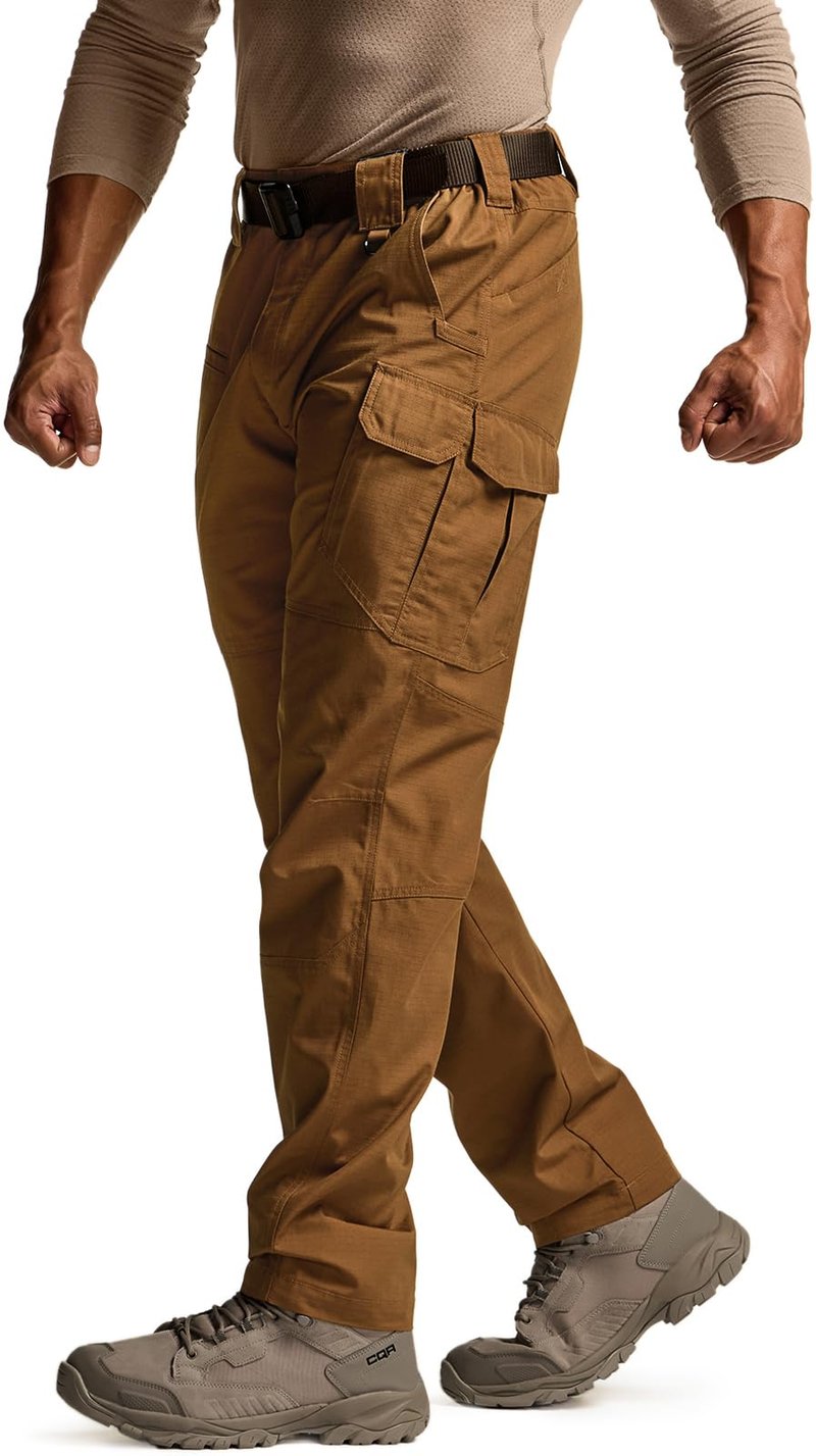 CQR Men's Tactical Pants, Water Resistant Ripstop Cargo Pants, Lightweight EDC Work Hiking Pants, Outdoor Apparel, Raider Mag Pocket Copper Brown, 38W x 32L