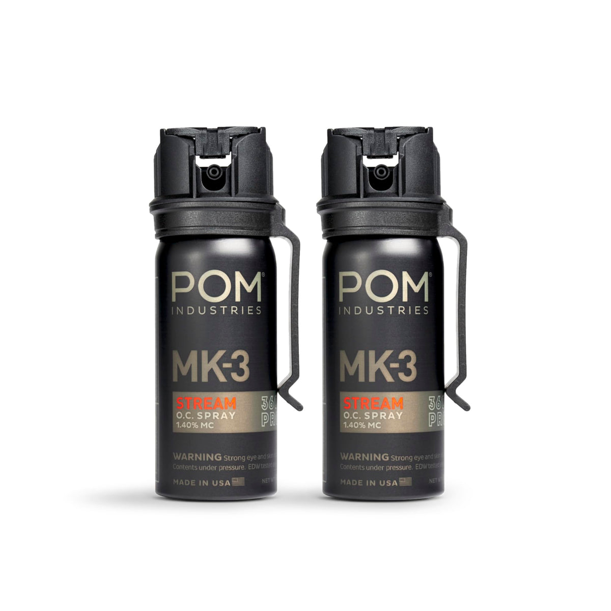 POM MK3 Pepper Spray, Belt Clip Model, Maximum Police Strength OC with UV Marking Dye, Quick Flip Top Safety, 360° Performance At Any Angle, Powerful Accurate Stream, 18 ft Range, 1.8 fl oz