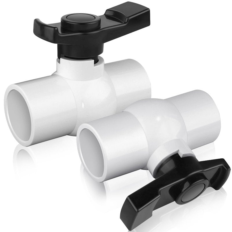 FANOVO PVC Ball Valve 1-1/2 inch, 2Pack 1.5 inch PVC Shut Off Valve with Double Socket Full Flow Port, Schedule 40 Plastic Control Valve, Using for Commercial、Swimming Pool, Irrigation System