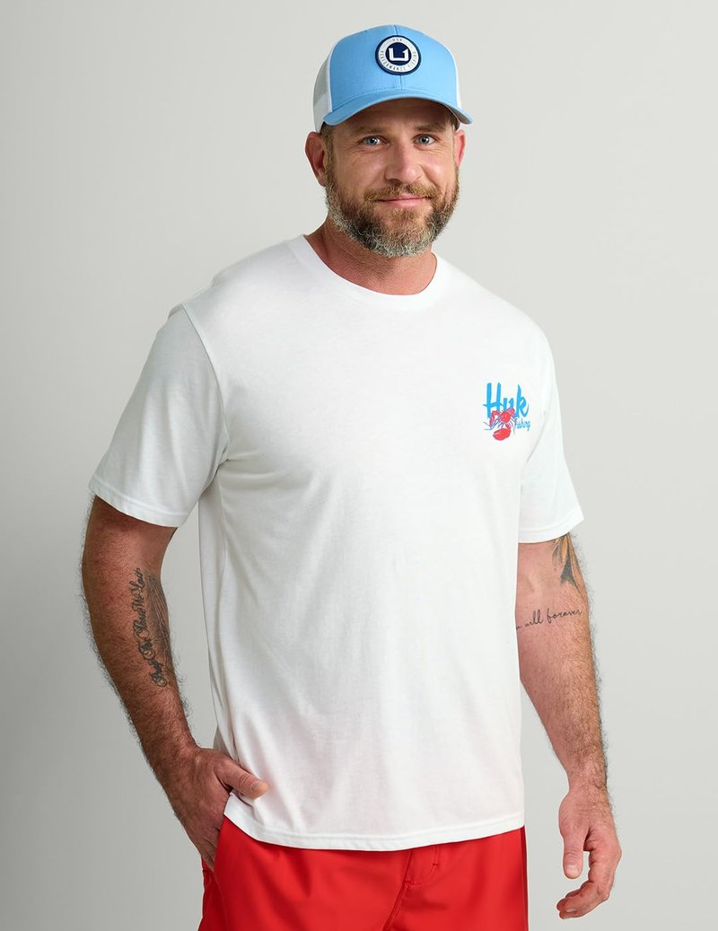 HUK Mens Fishing Graphic Tee, Performance Short Sleeve, Quick-Dry, White, XX-Large