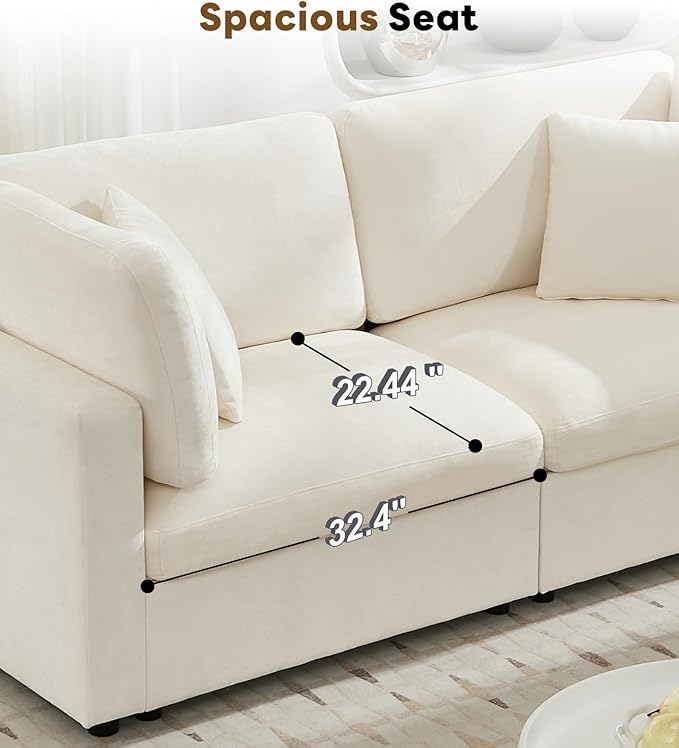 Tbfit Modern Sectional Sofa with Storage, Comfy Cloud Modular Couch with Down-Filled Cushions, Sofa for Home, Living Room, Beige