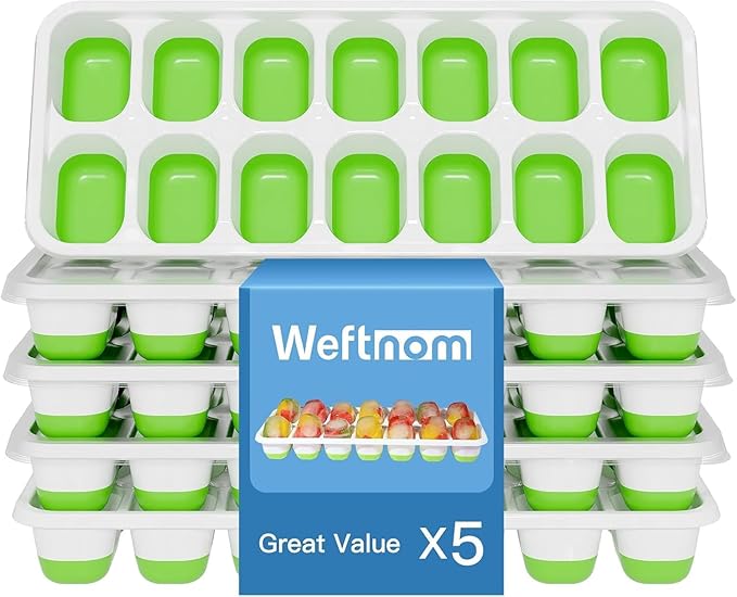 Weftnom Ice Cube Trays with Lids for Freezer, 4 Pack Silicone Set, 56 Cubes