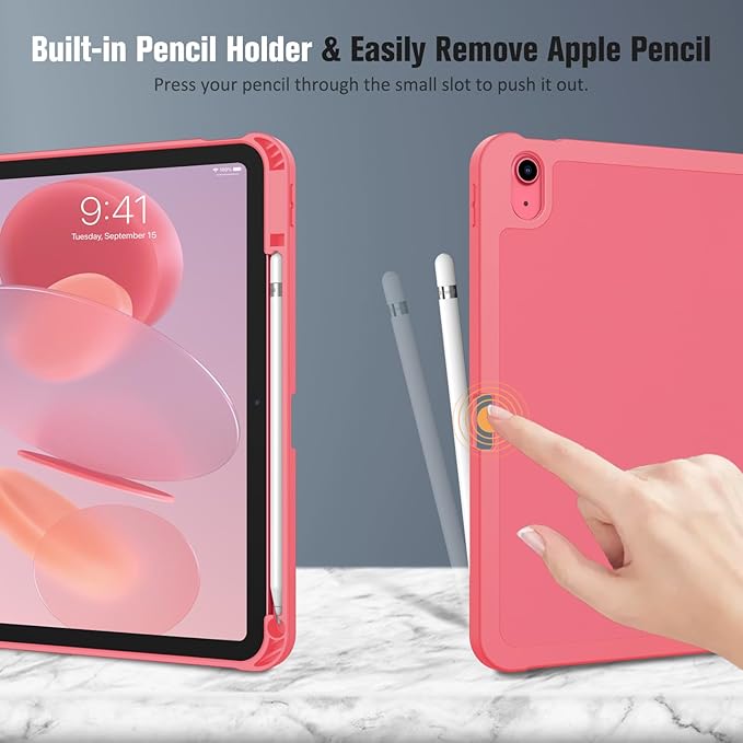 Fintie SlimShell Case for iPad (A16) 11th Generation 11 Inch (2025), iPad 10th Generation 10.9 Inch (2022) - Flexible Soft TPU Stand Back Cover with Pencil Holder, Pink
