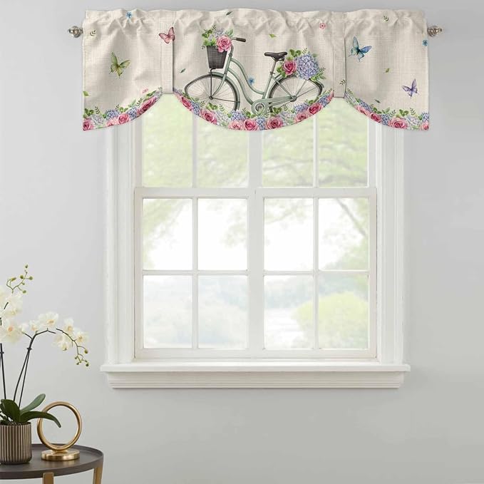 Farmhouse Spring Tie Up Valance Curtains