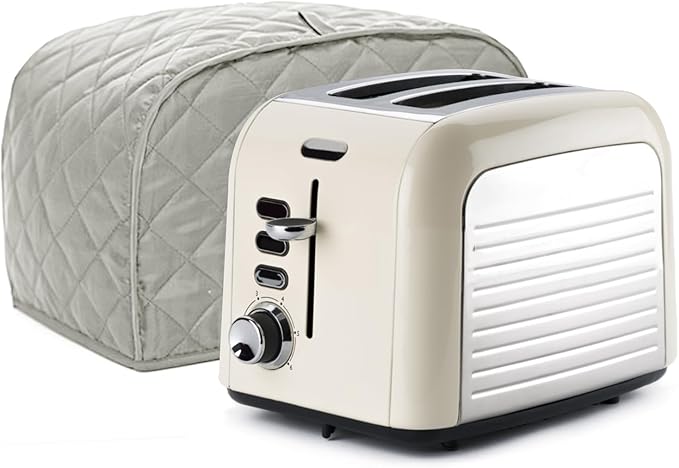 BOHEMIABY Toaster Cover 2 Slice, Bread Dust Cover & Fingerprint Protection-Polyester & Cotton, Kitchen Small Appliance(Grey)