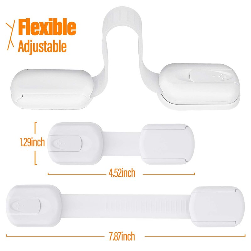 Goodv Child Safety Cabinet Locks - (10 Pack) Baby Proofing Latches to Drawer Door Fridge Oven Toilet Seat Kitchen Cupboard Appliance Trash Can with 3M Adhesive - Adjustable Strap No Drill No Tool
