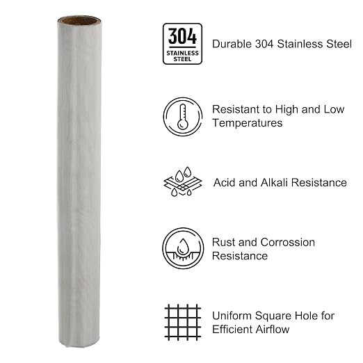 PATIKIL 40" L x 10" W Woven Wire Mesh, 400 Mesh 304 Stainless Steel Air Vent