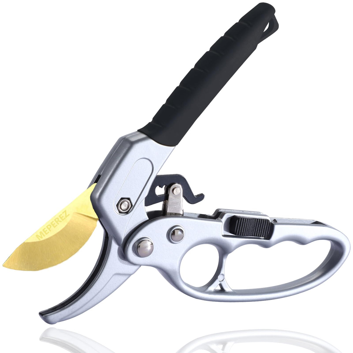MEPEREZ Germany Pruning Shears For Gardening, Arthritis Weak Hand Snips, 4x cutting power trimming, 1-Inch Cut Capacity Garden Clippers, Ergonomic handle, Rust resistant, high strength steel, Sharp