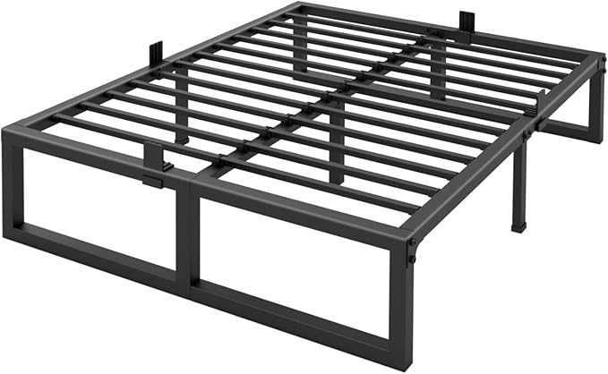 Full Size Bed Frame, 14 Inch Heavy Duty Support 3500 lbs Metal Platform, No Box Spring Needed/Noise Free/Non-Slip/Steel Slat Support/Easy Assembly