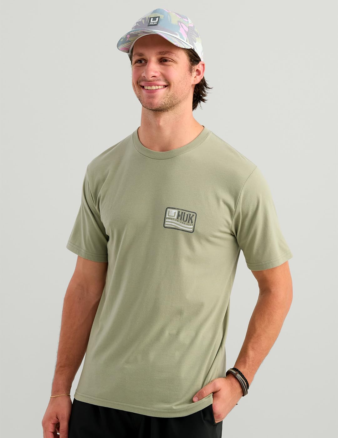 HUK Mens Short Sleeve Performance Tee, Fishing T-Shirt for Men, Born Wave - Seagrass, X-Large