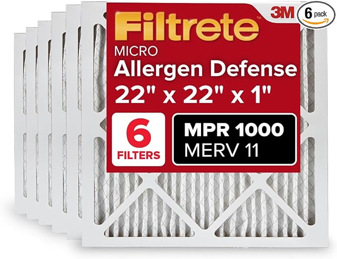 Filtrete 22x22x1 AC Furnace Air Filter, MERV 11, MPR 1000, Micro Allergen