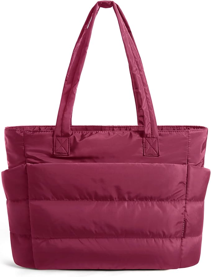 BAGSMART Tote Bag for Women, Lightweight Puffy Tote Bag with Compartments Shoulder Bag Handbag for Travel, Work, Gym | Lightweight, Puffy, Quilted, for Travel, Work