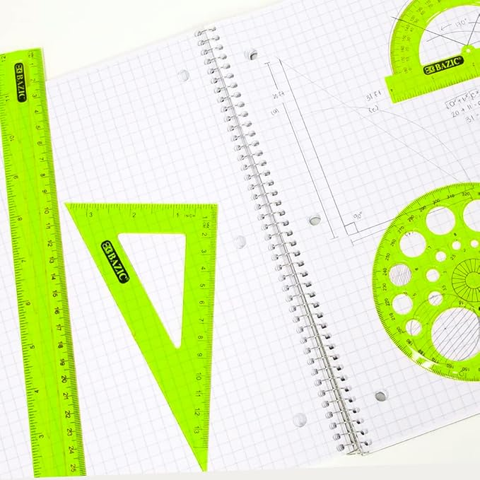 BAZIC 5-Piece Geometry Ruler Combination Sets