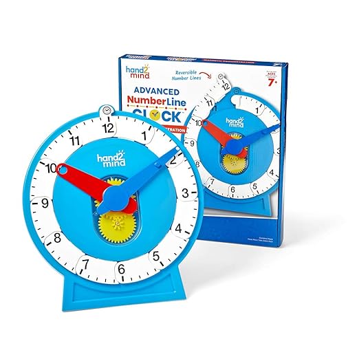 Hand2mind Advanced Magnetic NumberLine Clock for Demonstration, Math Manipulatives for Telling Time, Learning Clock, Teaching Supplies for Kids