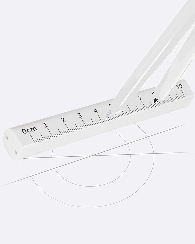 LABANCA 8 Pcs Compass Set with Protractor Rulers Pencil for Math Geometry (07734 White)