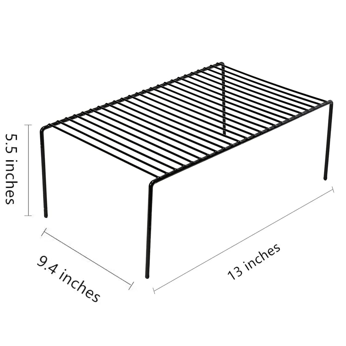 GEDLIRE Kitchen Cabinet Shelf Organizer Set of 2, Medium (13 x 9.4 inch) Metal Wire Pantry Storage Shelves, Dish Plate Racks for Cabinets, Freezer, Counter, Cupboard Organizers and Storage, Black