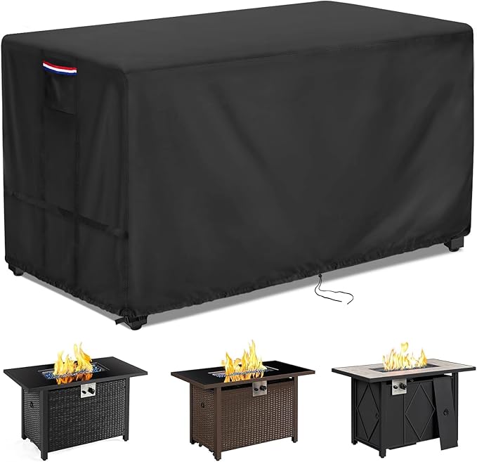Youlvy Fire Pit Cover Rectangular 42 Inch - Waterproof Outdoor Fire Table Cover Rectangle Heavy Duty, 600D Patio Propane Gas Firepit Cover Rectangular Tear Weather Resistant - 42 x 20 x 13 Inch