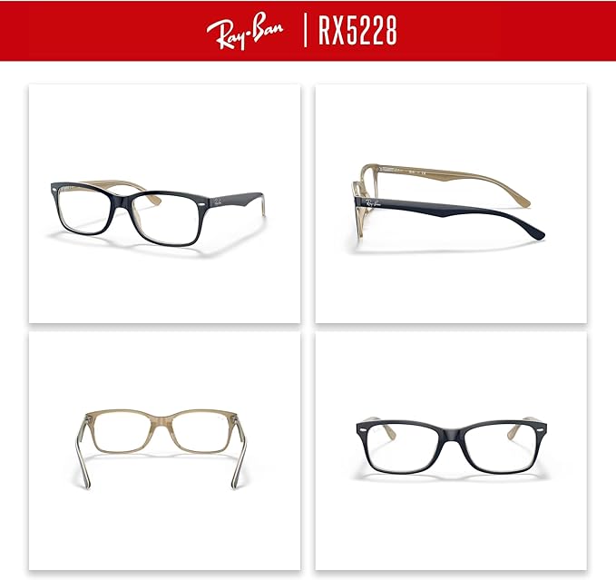 Ray-Ban RX5228 Square Eyeglasses for Men for Women +BUNDLE with ACCESSORY EYEWEAR KIT