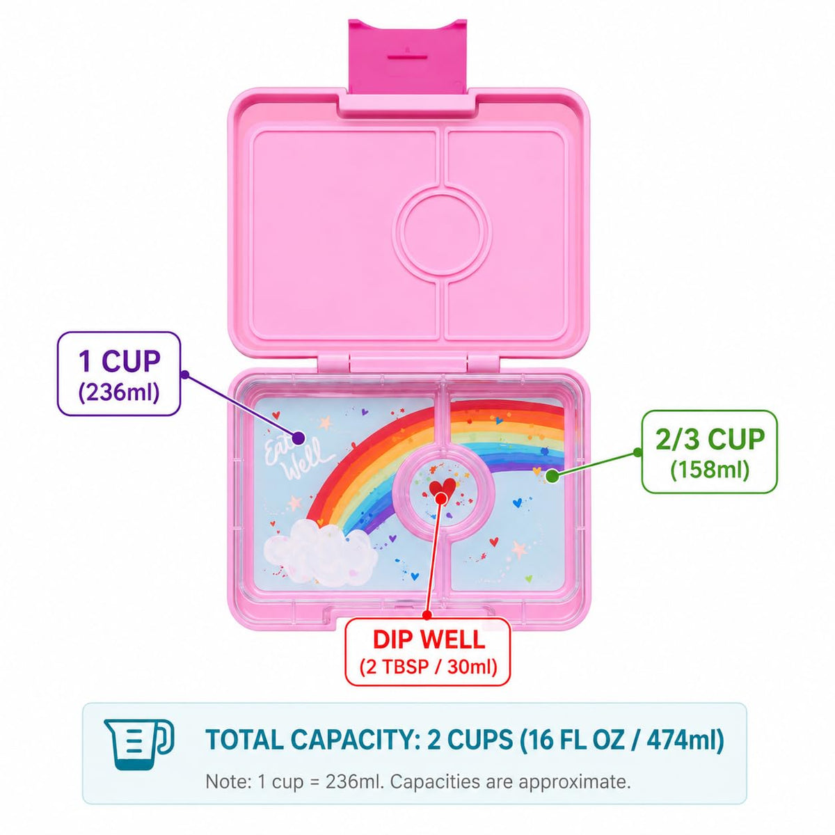 Yumbox Snack Box for Kids (Fifi Pink with Rainbow Tray)